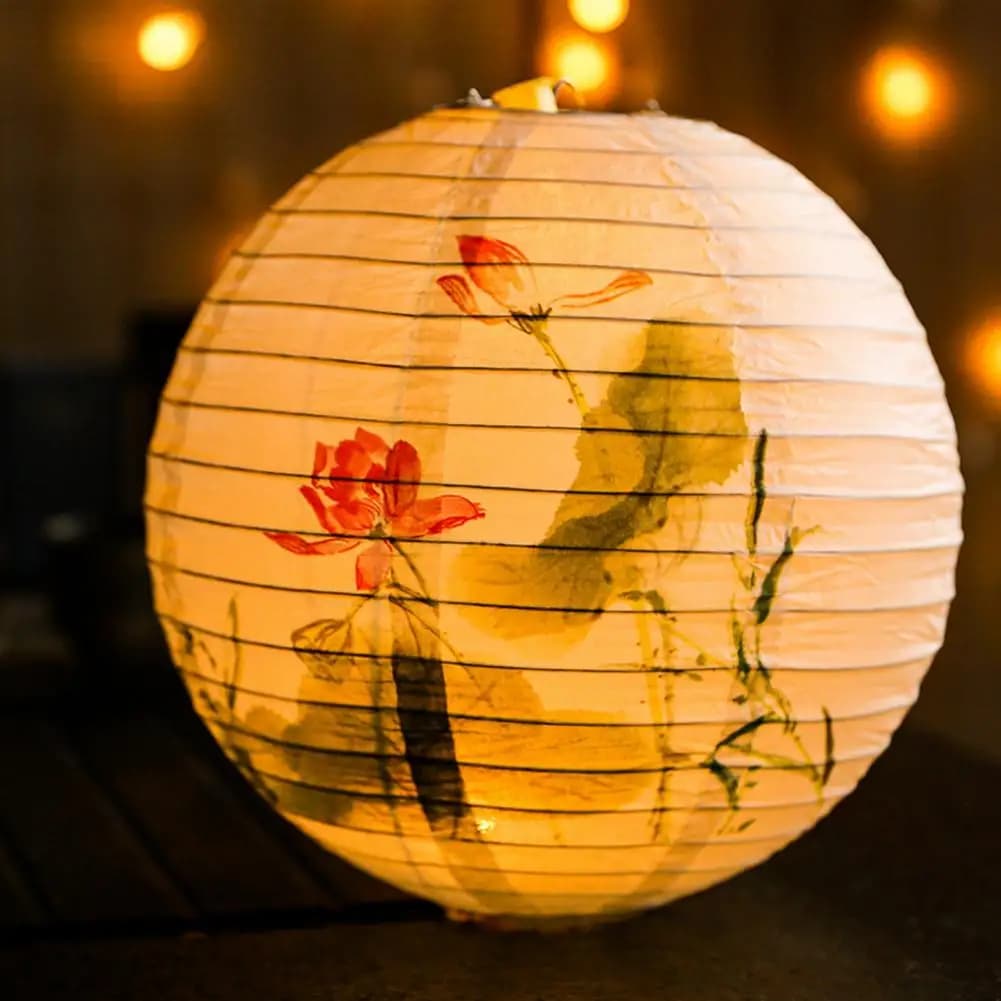 Lanterne ronde en papier fleur de prunier 30cm, abat-jour chinois Antique en papier, abat-jour en papier pour nouvel an, décoration de maison