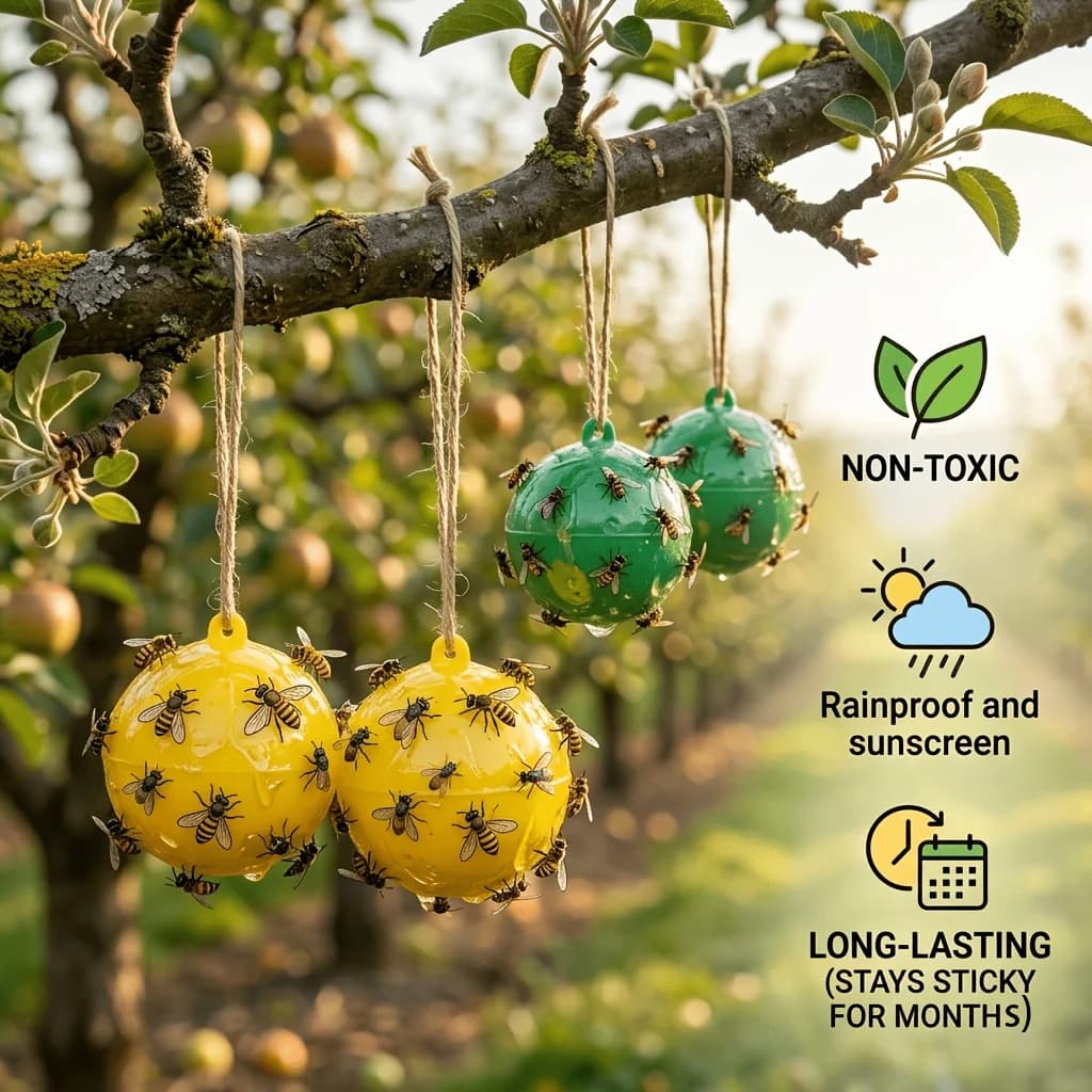4 pièges à mouches durables - Élimination des mouches des fruits et des insectes - Imperméables, résistants à la chaleur, idéaux pour la lutte antiparasitaire intérieure et extérieure
