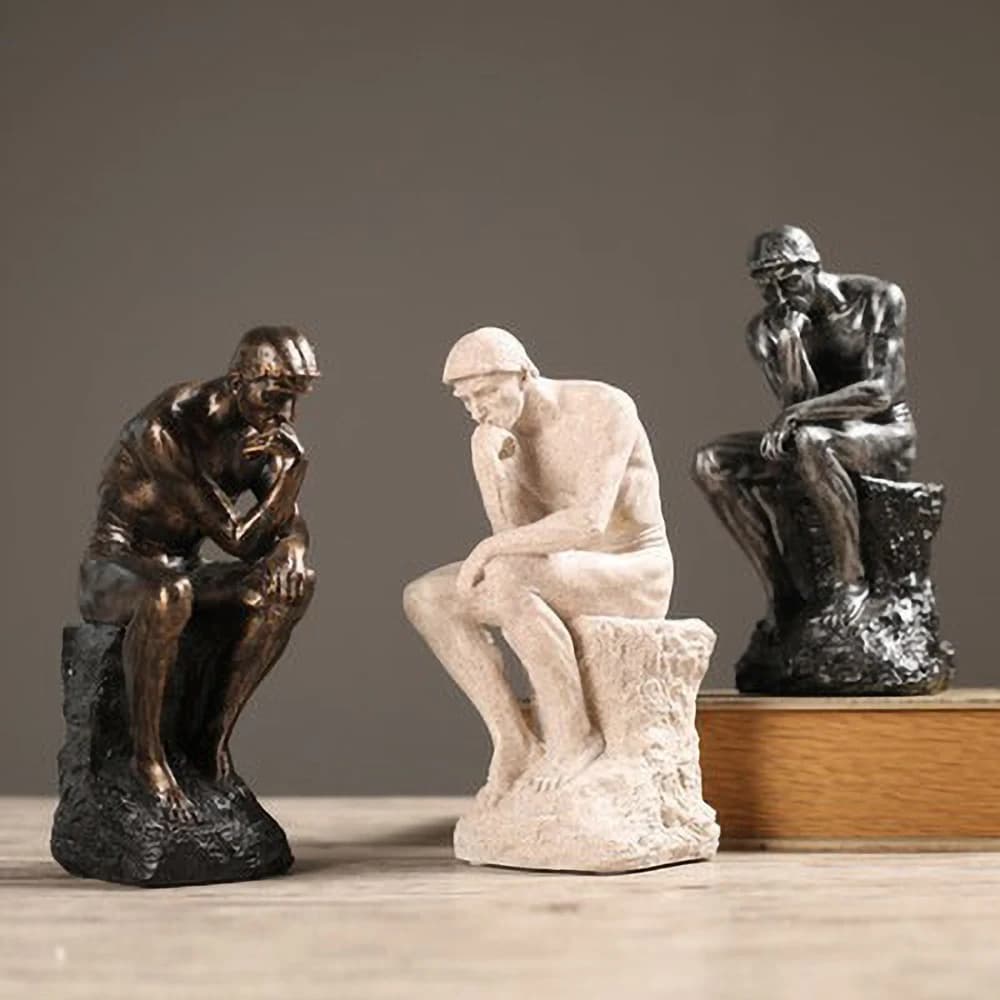Statue de penseur minimaliste nordique-décoration de bureau finition grès en résine, cadeau de pleine conscience pour les amateurs de philosophie