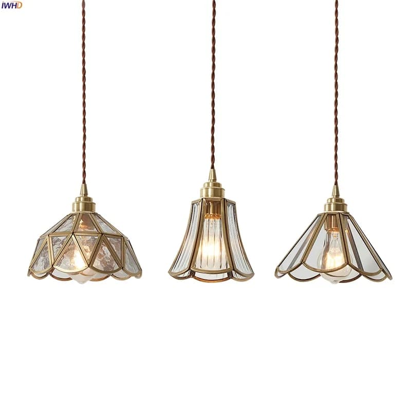 SuffHD-Lampe suspendue en verre transparent de style Tiffany Lam138, luminaire, salle à manger, restaurant, porche, prise en cuivre, décoration d'intérieur
