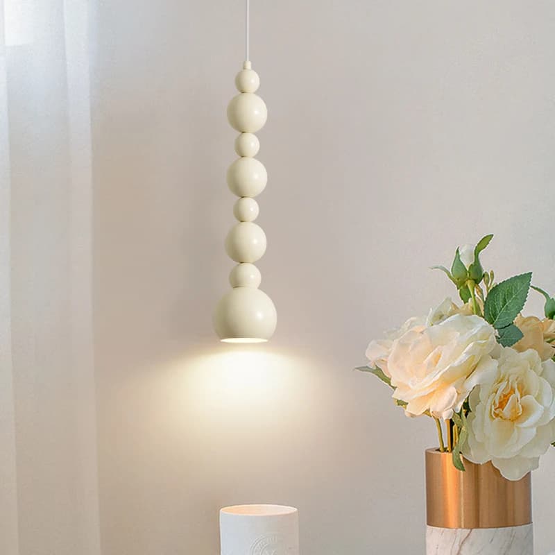 Lampe suspendue de chevet pour chambre à coucher, minimaliste, moderne, couleur crème française, gourde créative, longue ligne, petits luminaires