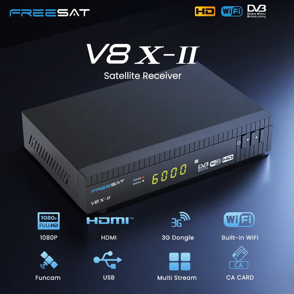 Récepteur satellite GTMEDIA V8X Mars DVB-S/S2/S2X 1080P HD avec Wi-Fi 2.4G intégré, prise en charge H.265, compatible avec les récepteurs TV Gtplayer V8X2