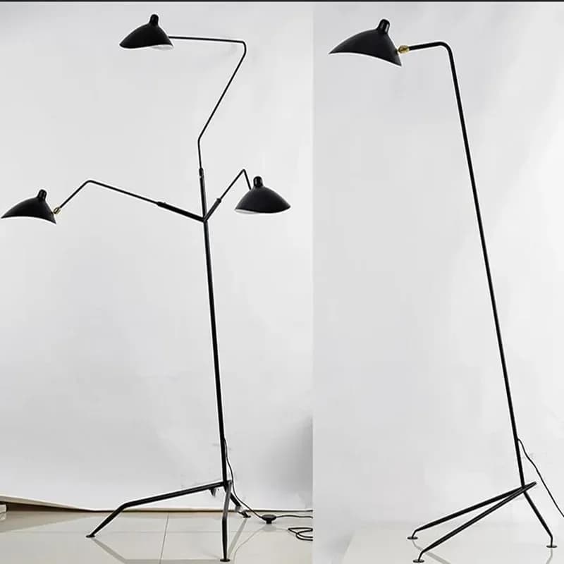 Serge Mouille-Lampe autoportante MCL avec trépied, en noir et blanc, luminaire décoratif d'intérieur, idéal pour un salon, un bar ou un bureau