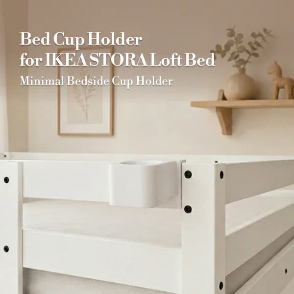 Support de tasse de chevet compatible avec le lit mezzanine IKEA STORA, support de rangement pour tasse d'eau à clipser sur la barre de lit, accessoires de chambre à coucher