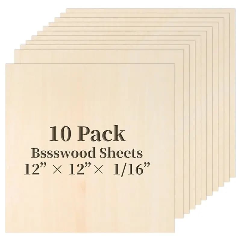 Feuilles de bois d'ébène A69ebalsa, lot de 10, 12x12x1/16 pouces, contreplaqué pour découpe DIY, artisanat, gravure