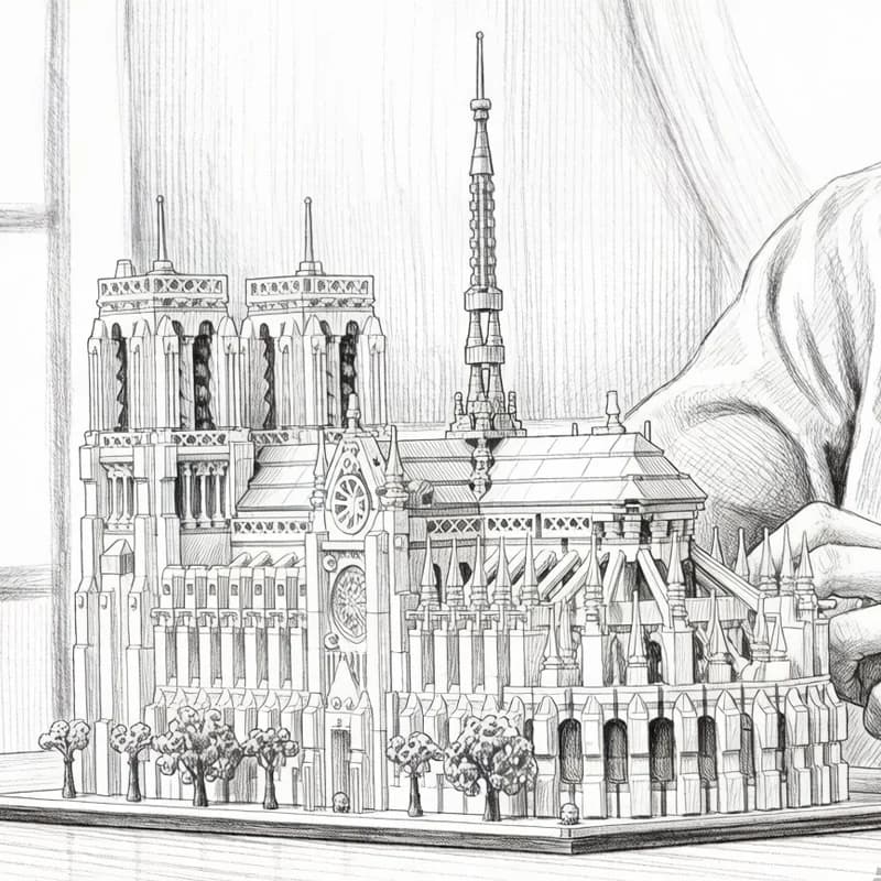 Nouveau produit 2026 : Maquette de la Cathédrale Notre-Dame, kit de construction, décoration d'intérieur, cadeau pour enfants, 4383 pièces