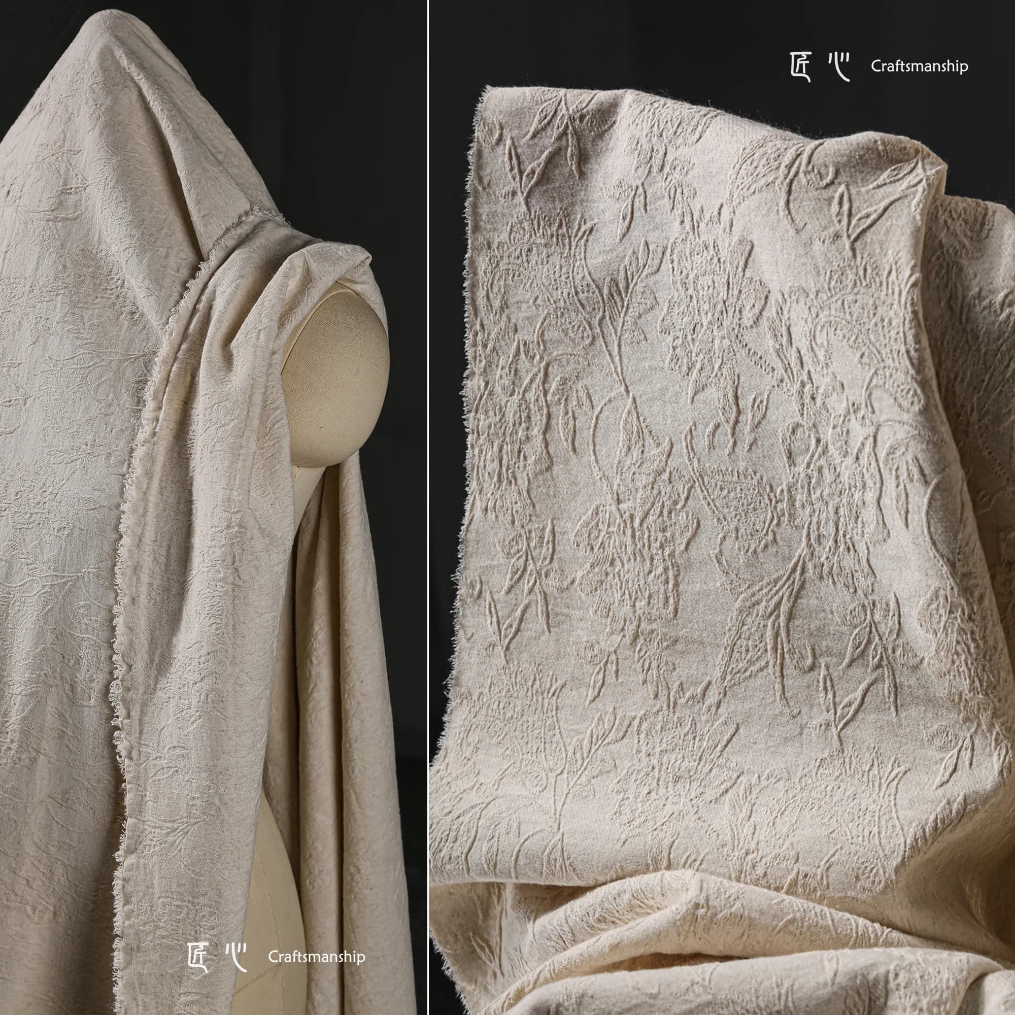 Tissu en coton de chanvre texturé 3D Paisley Jacquard Vintage bohème vêtements d'extérieur concepteur de haute qualité matériau durable robe complète