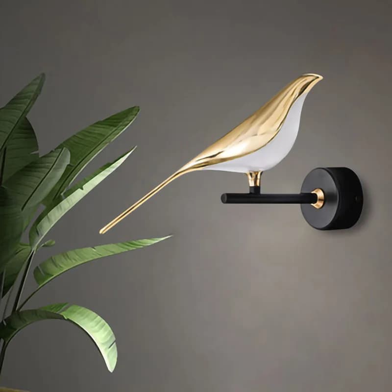 Applique Murale LED Nordique Oiseau Doré Créatif Rotatif pour Salon, Bar, Chevet, Chambre à Coucher, Petit Luminaire Suspendu d'Intérieur