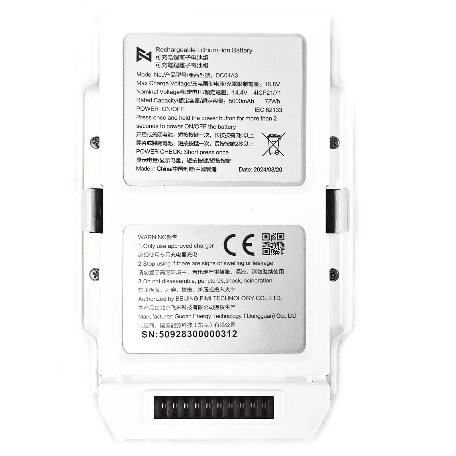 Batterie de vol intelligente originale FIMI X8 Tele & X8 Pro Plus 5000 mAh, longue autonomie