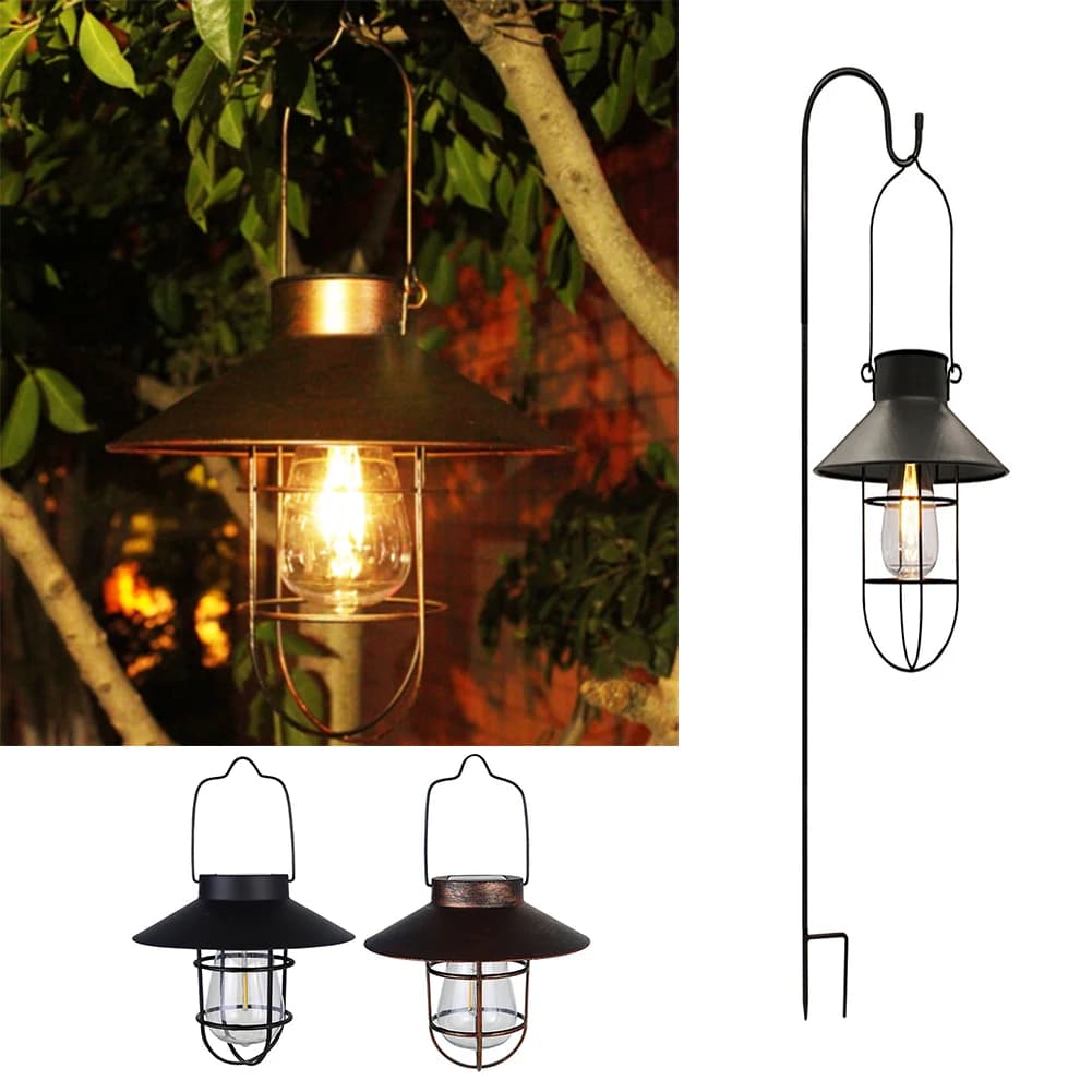 Lanterne solaire imperméable Vintage avec ampoule en tungstène