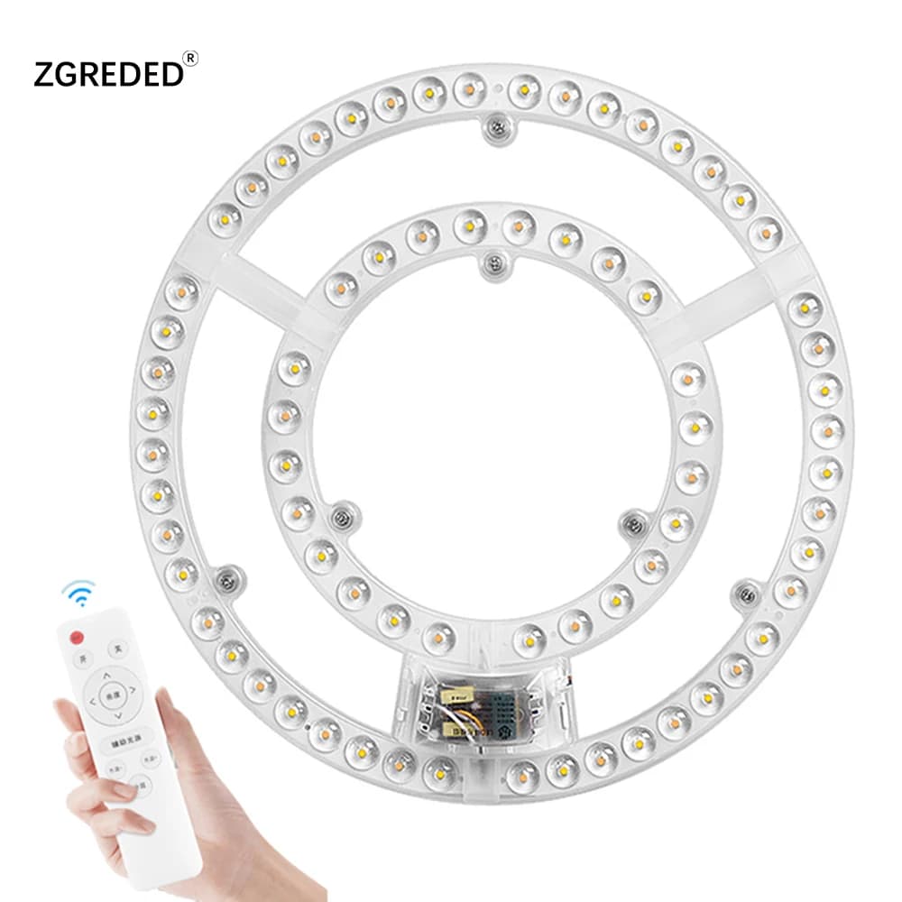 Panneau lumineux Led plafonniers panneau Led panneau réglable télécommande Module rond panneau de remplacement lampe à Led 60W 72W 80W 100W