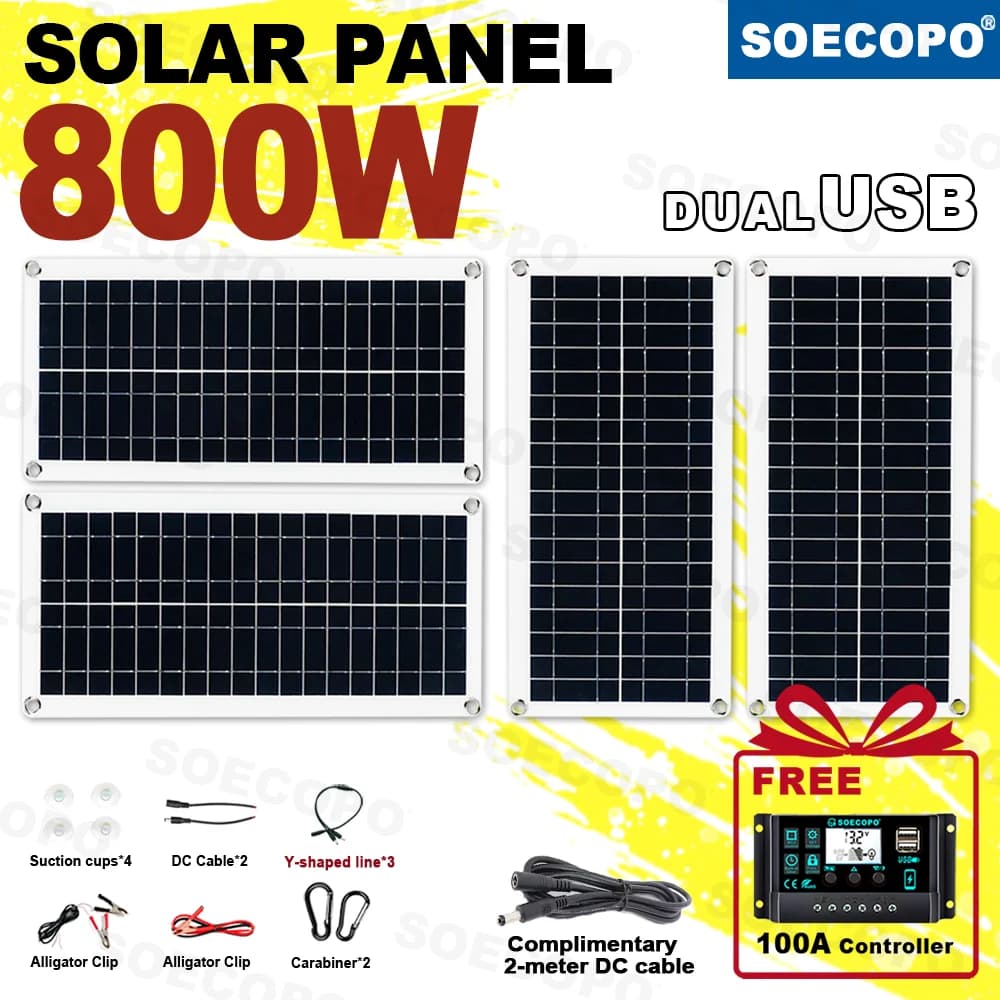 SOECOPO – Kit de système de panneaux solaires portables 800W