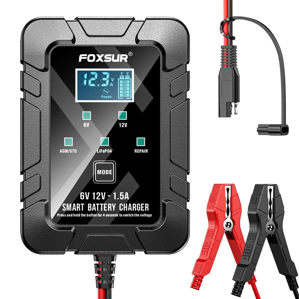 Chargeur de batterie Intelligent entièrement automatique pour voiture et moto, 6V 12V 1,5a, pour GEL AGM, chargeur de Type réparation de batterie