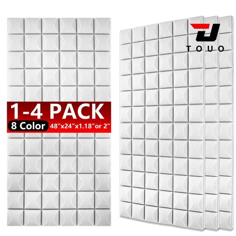 Panneaux acoustiques en mousse TOUO, insonorisants en forme de champignon, 1 à 4 paquets, 47,2 x 23,6 pouces, isolation murale pour studio et KTV