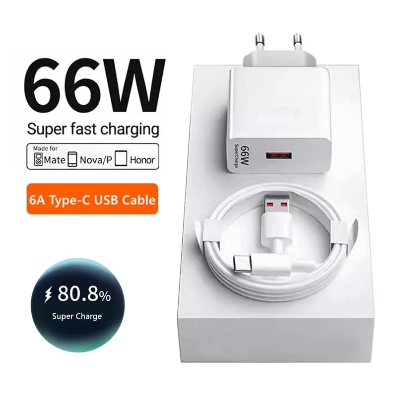 Chargeur mural super rapide UE Snap66 W, pour Huawei Mate 40 50 60 P50 Nova 8 9 10 Honor 90 100 X7 X8 X9 Magic, câble USB type C