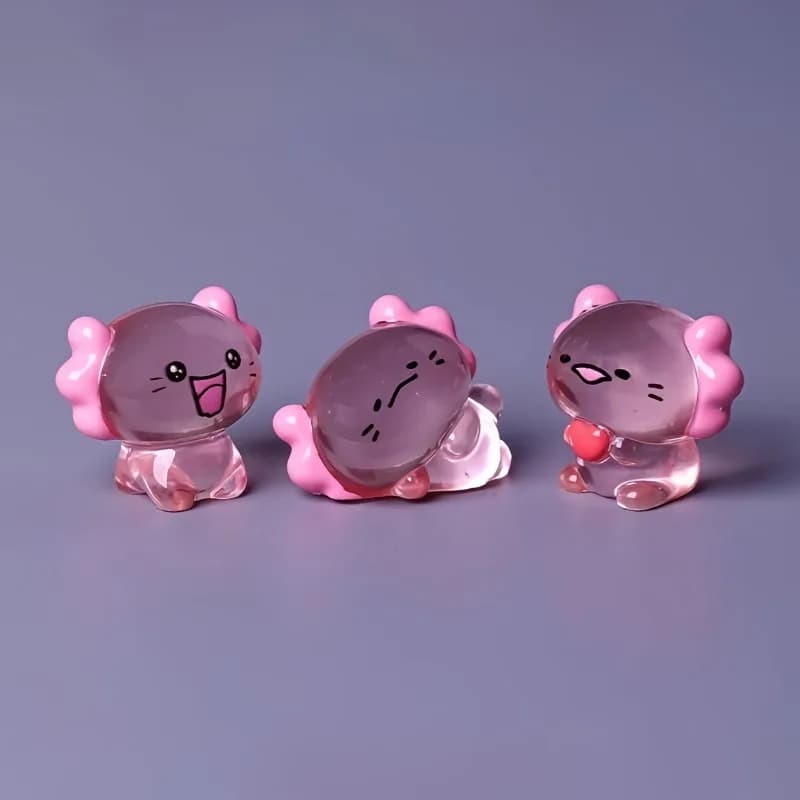 Figurines d'axolotl transparentes miniatures