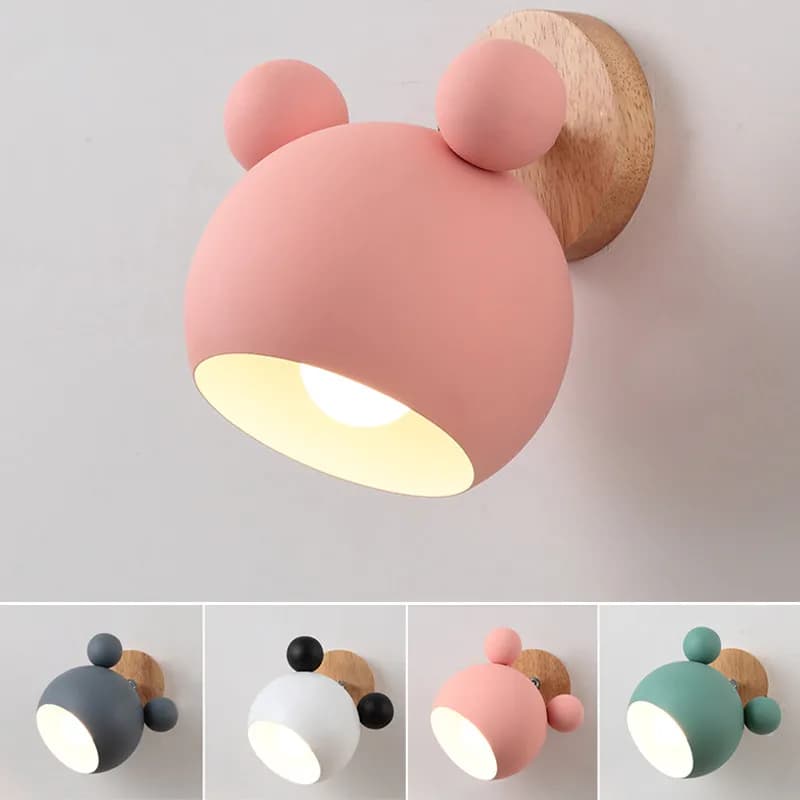 Applique murale moderne en fer coloré Mickey, luminaire décoratif d'intérieur, idéal pour un salon, une chambre à coucher ou une chambre de bébé, style nordique