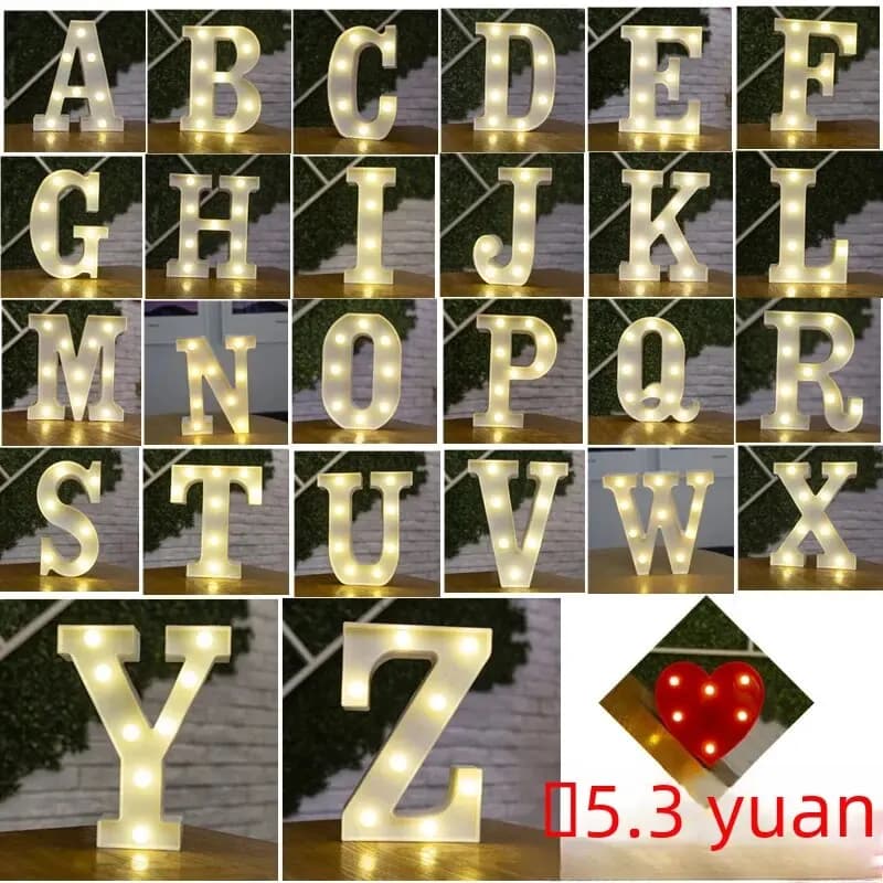 Lampe LED Colorée avec 26 Lettres Anglaises, Design, pour Mariage, Anniversaire, Proposition, Confession, Surprise, Nuit, Offre Spéciale