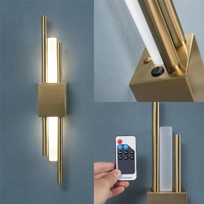 Lampes murales modernes en forme de tuyau acrylique, pour salon, chambre à coucher, couloir, applique murale, charge LED, télécommande, éclairage d'art en fer