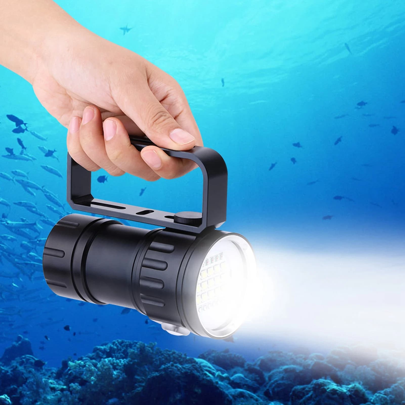 IPX8 18000lm 500M lampe de poche lampe étanche lumière sous-marine camping extérieur lampe de poche lampe de poche sous-marine lampe étanche