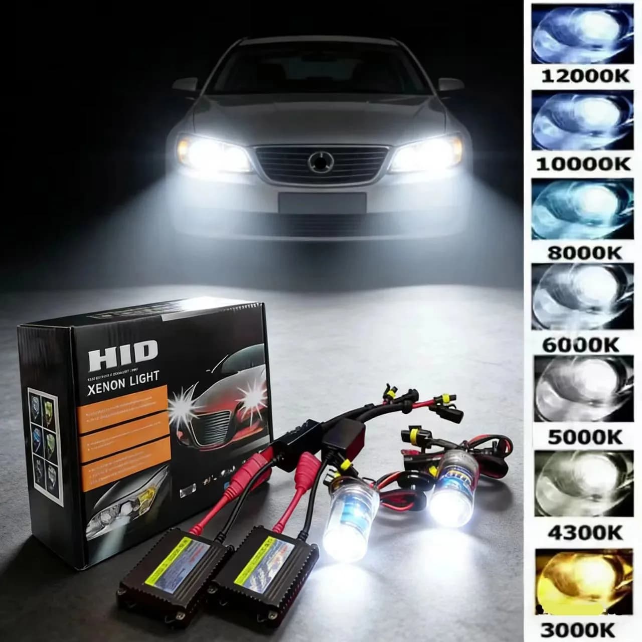 2x Ampoules de phares de voiture Xénon H7 H4 H1 H3 H11 9005 9006 880 12V 55W Kit de ballasts lumineux 3000K 4300K 6000K 8000K 12000K Lampe HID