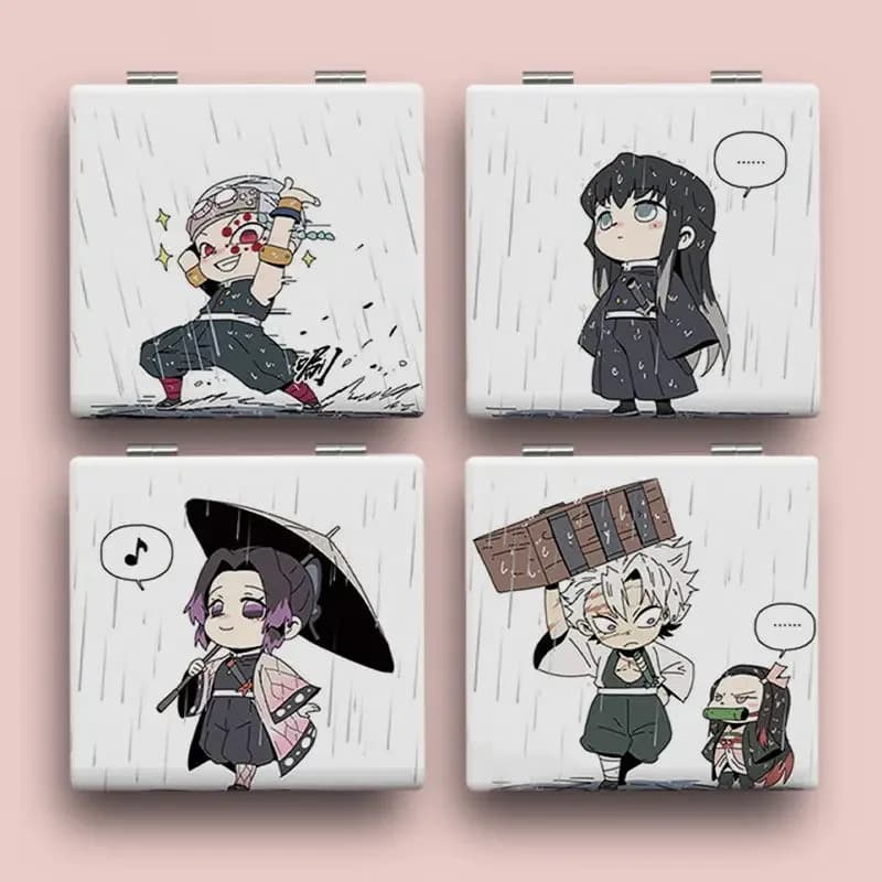 Demon Slayer Tokitou Muichirou Nezuko Animation Peripheral Cartoon Print Square, Portable Girls, Multifunctional Makeup Mirror