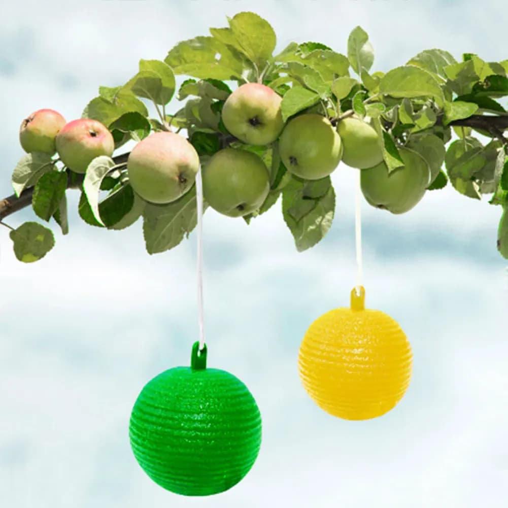 Piège à mouches à fruits en forme de boule, contrôle des guêpes, des abeilles et des insectes, piège à insectes volants de 8 cm, boule pour l'intérieur, l'extérieur, la maison, la cuisine, les plantes