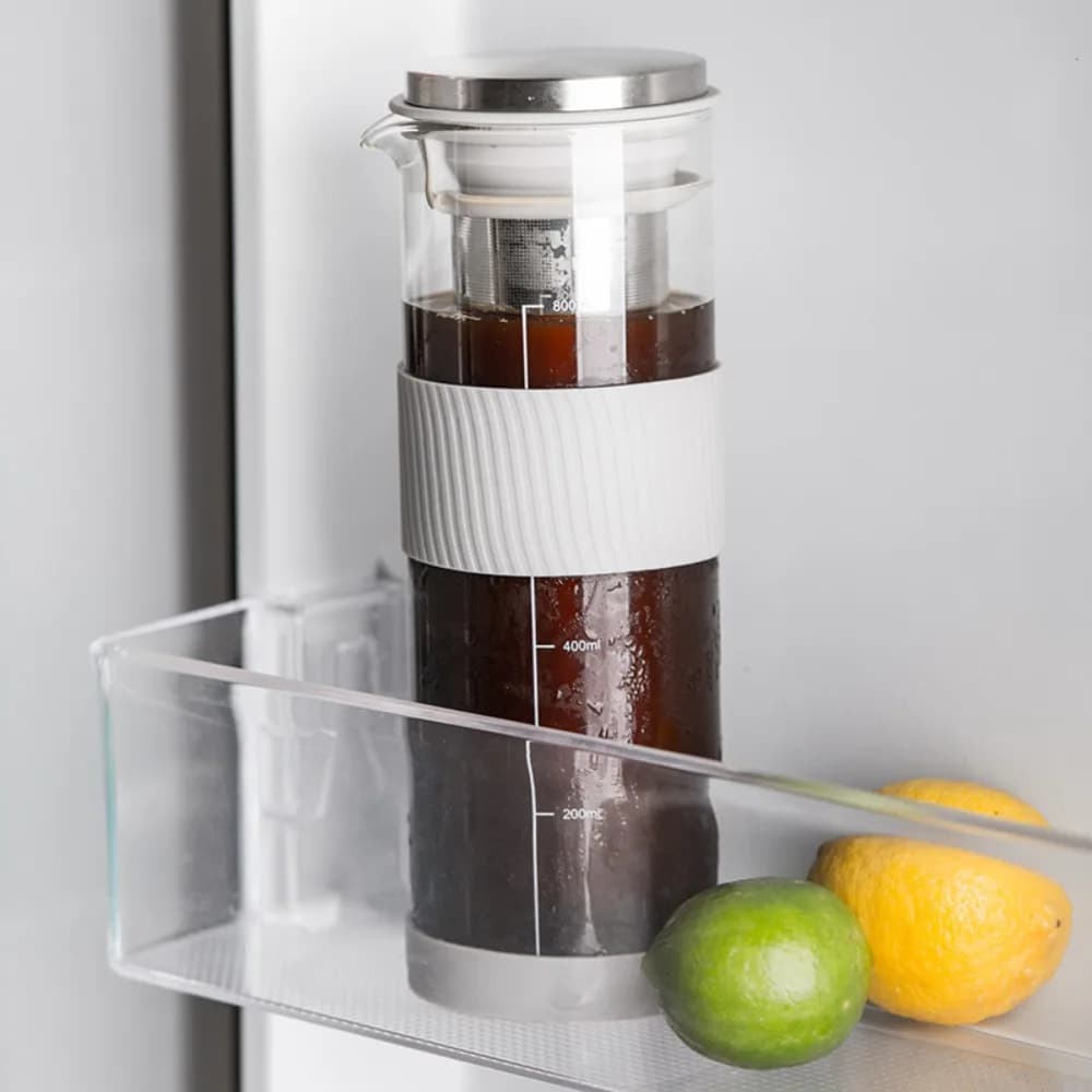 Verre de brassage à froid, cafetière et théière, filtre en maille de brassage en acier inoxydable, pichet en verre Borosilicate gris 800ml