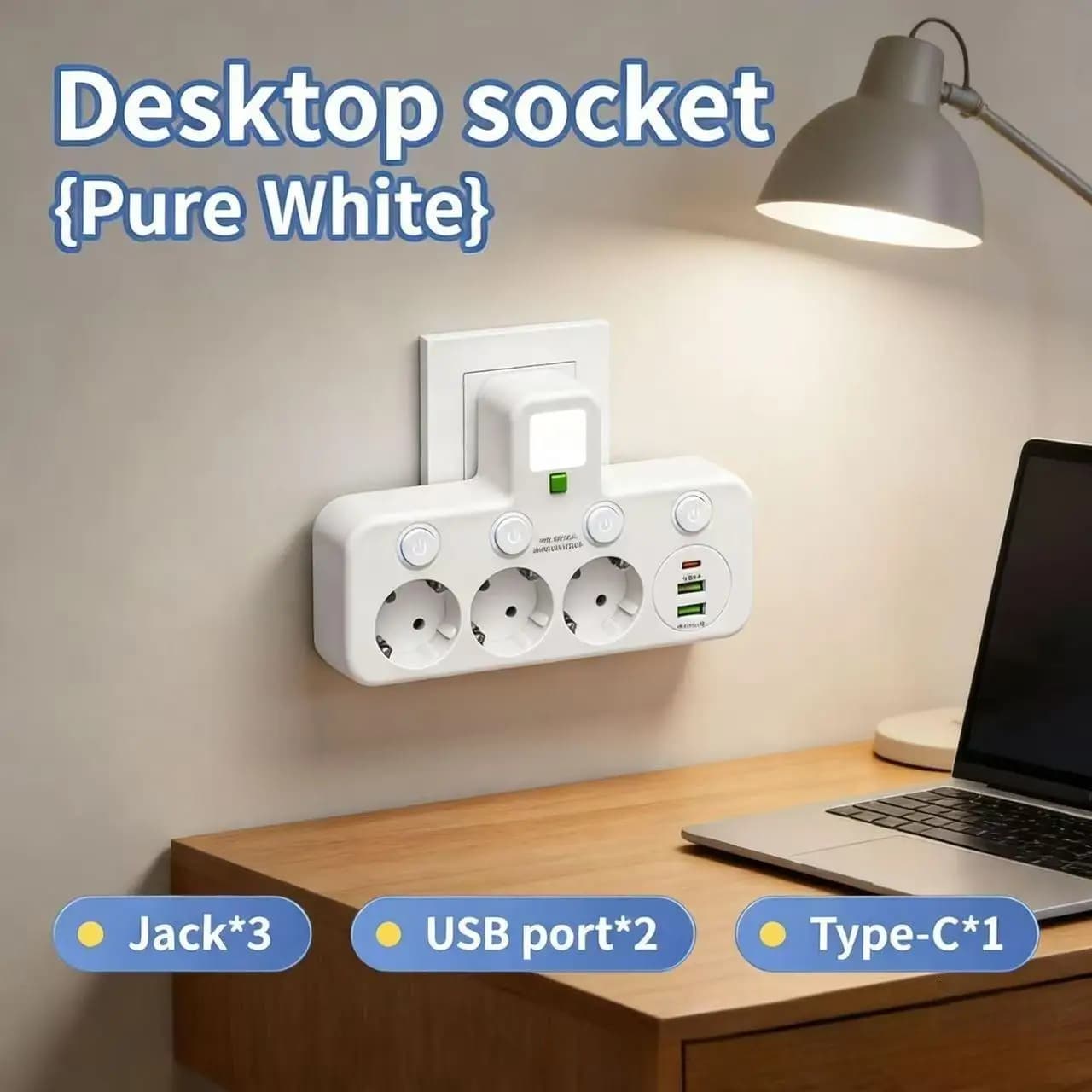 Chargeur mural avec ou sans port USB Type-C, disponible en deux spécifications : prise EU et prise de courant, adapté à la maison