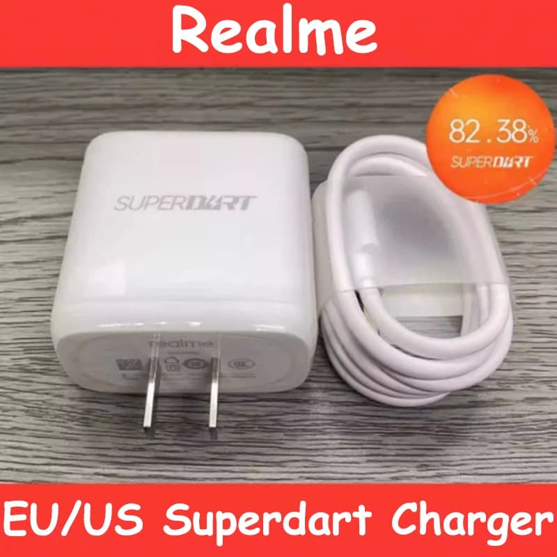 Chargeur Realme 65W USB SuperDart, adaptateur de charge rapide Super Dart pour Realme 12 Neo7X Narzo 90 80 70 60 Pro X50 V60 V50S