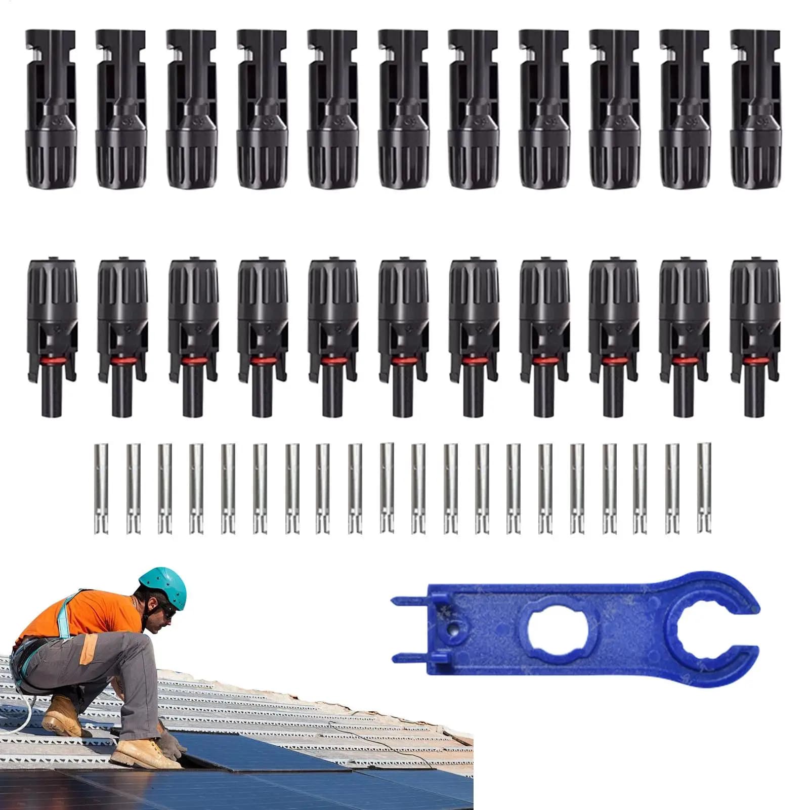 10 paires de connecteurs solaires étanches avec 1 clé, connecteur PV pour câble de panneau solaire, accessoires de câblage photovoltaïque