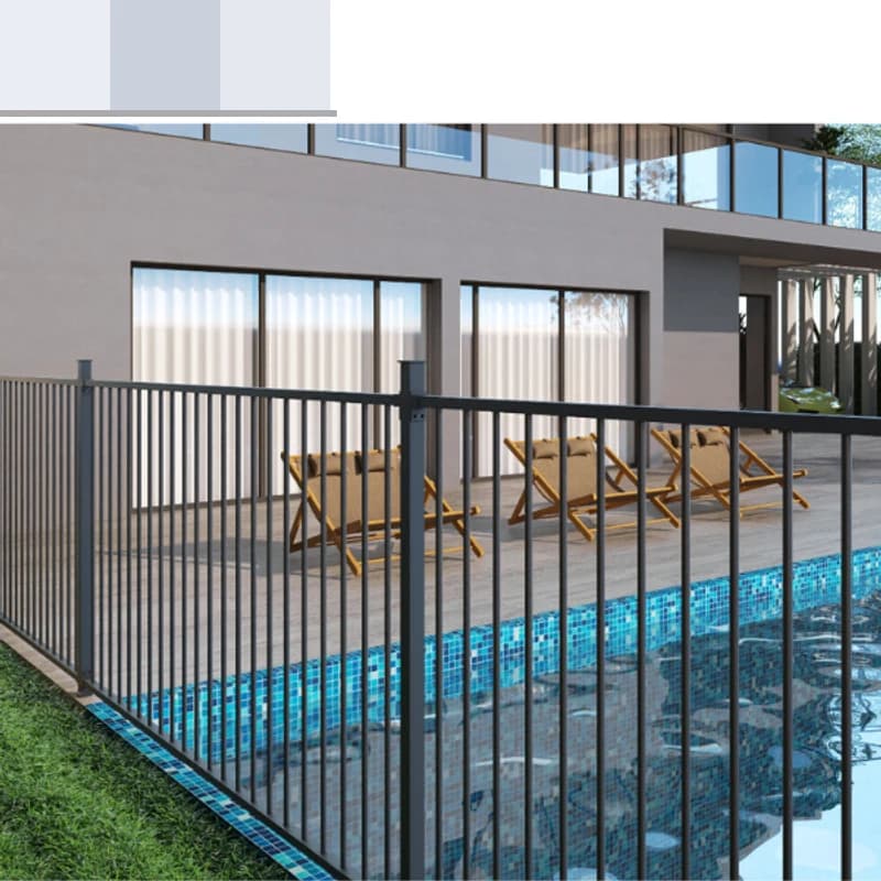 Clôture de jardin clôture métallique moderne aluminium noir 6x8 panneau de clôture à dessus plat de lance de sécurité