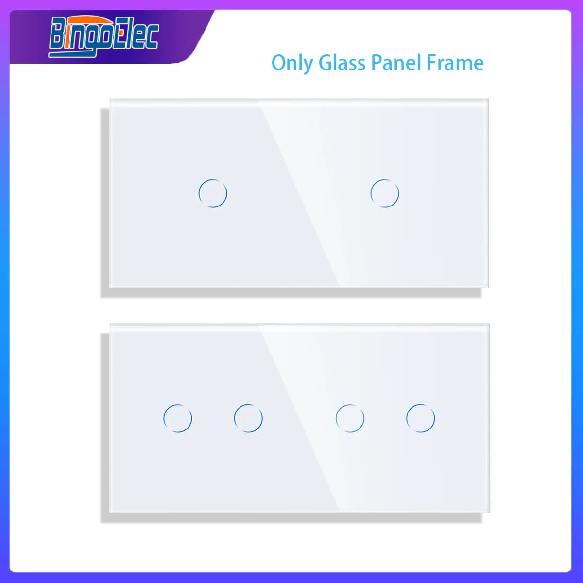Bingoelec bricolage seulement panneau de verre cristal 158mm perle blanc noir 2/3/4/5/6/8 gang cadre de verre mur interrupteur tactile fonction bricolage-pièces