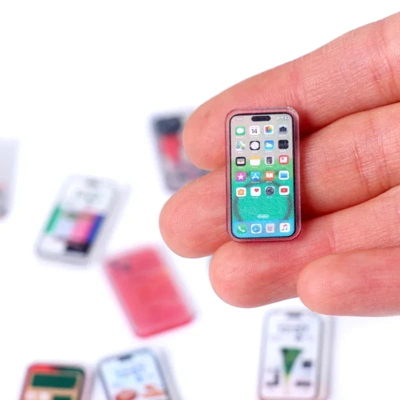 Téléphone portable Miniature pour maison de poupée 1:12, 5 pièces, modèle de Smartphone de Simulation à la mode et compact, accessoires de jeu pour enfants