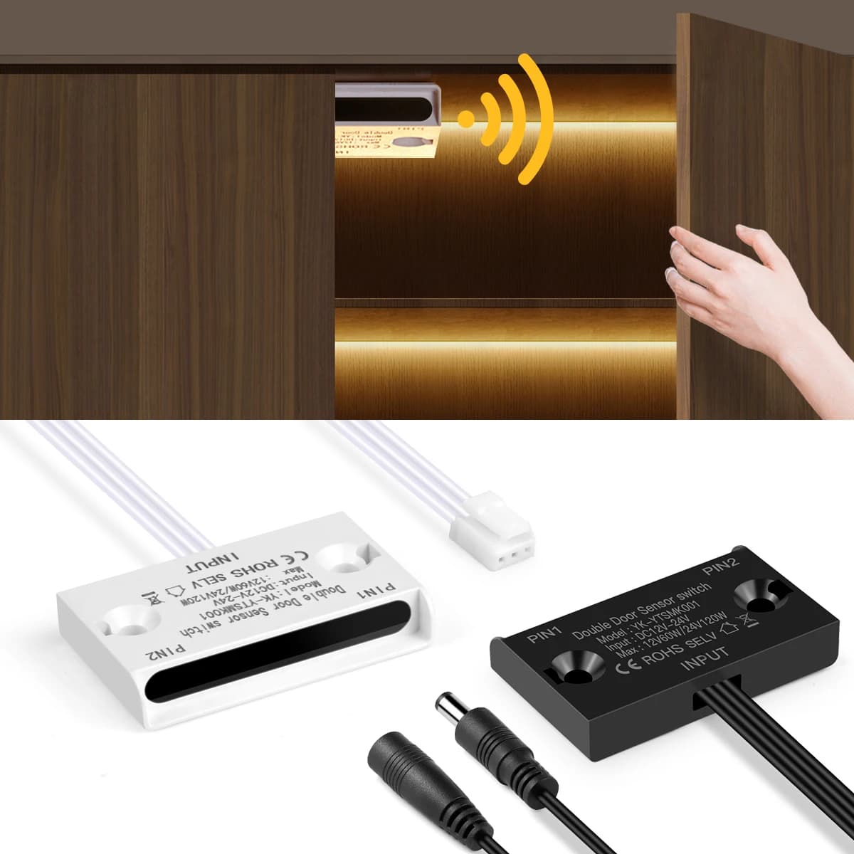 DC12-24V interrupteur de porte IR proximité Double capteur interrupteur porte ouverte/fermeture sur interrupteur de lumière LED pour placard armoire garde-robe contrôle