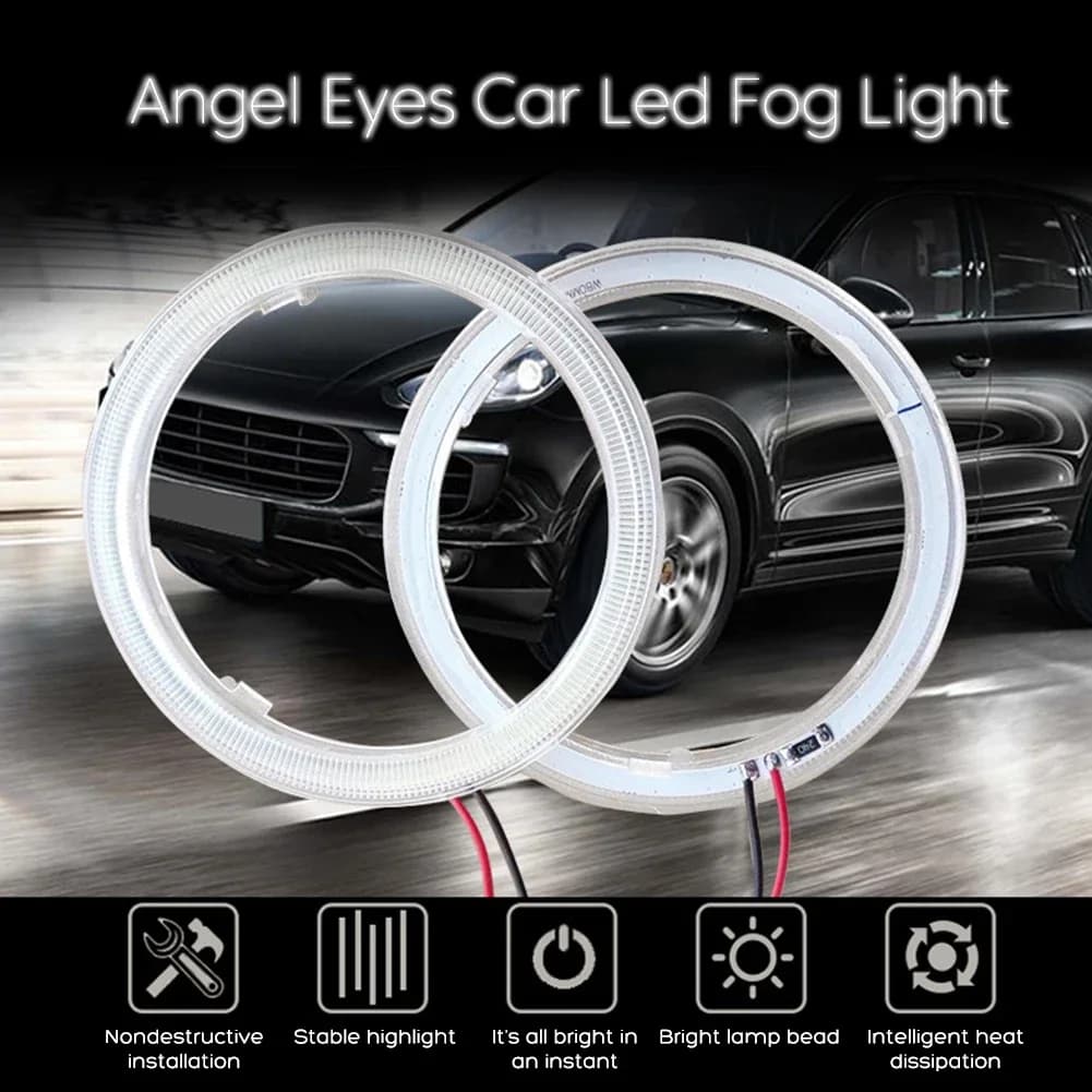 Anneaux Halo Super lumineux COB LED yeux d'ange phare 60mm 70mm 80mm 90mm 100mm 110mm 120mm voiture moto ampoule DRL lampe