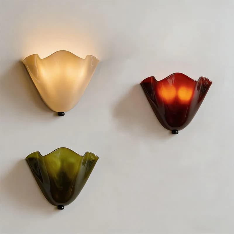Applique Murale en Verre LED E14, Style Créatif Coquille Française, Verre Coloré Effet Baie, Décoration Artistique pour Salon et Bureau