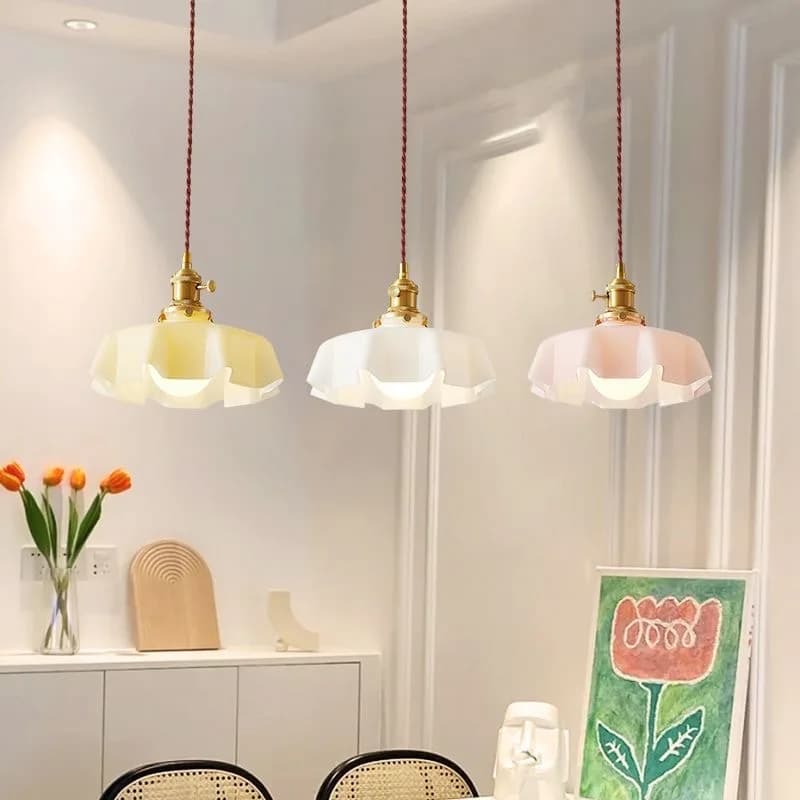 Lampe à suspension longue ligne en verre moderne avec interrupteur, en aluminium, tout en cuivre, éclairage de chevet de chambre à coucher et de salle à manger