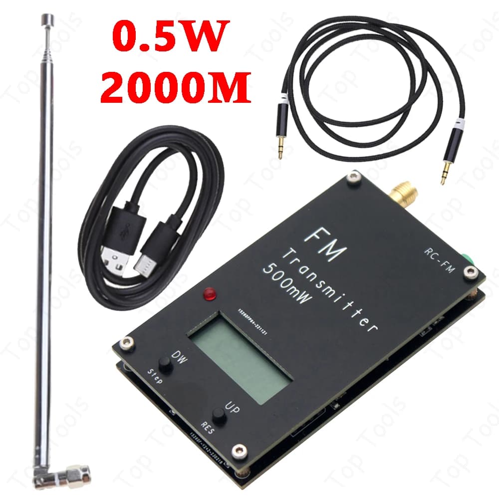 Émetteur FM stéréo USB Type-C pour station de radio de campus, DSP, signal audio, diffusion, 2000m, 500mW, 76-108MHz