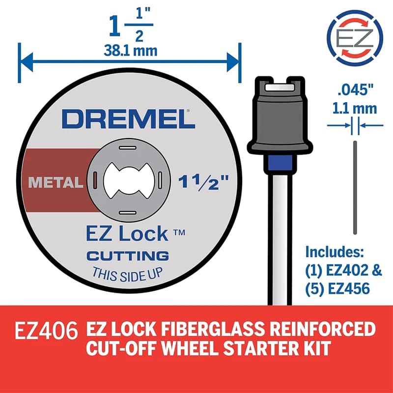 Kit de démarrage Dremel Ez Lock, disques de coupe renforcés en fibre de verre, 1 pièce, mandrin EZHighly, outil Dremel lointain, accessoires de coupe, 5 pièces