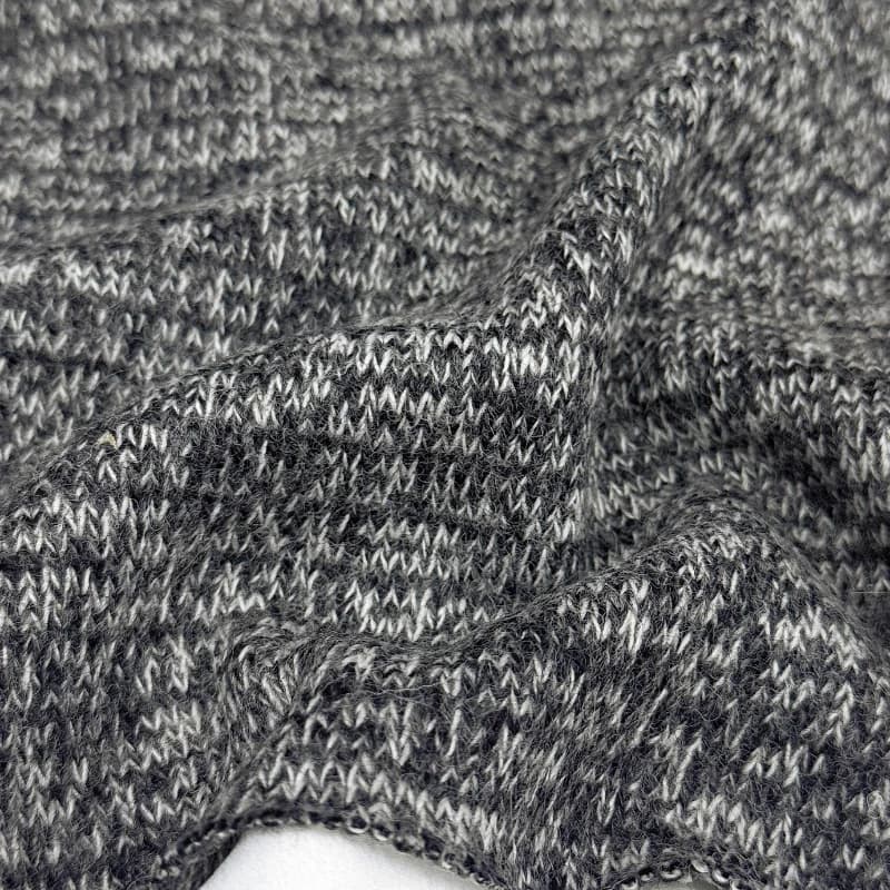 Tissu en laine tricoté, couture à chevrons gris fumé, texturé, épais et chaud, fait à la main pour jupes, cardigans, matériaux artisanaux de styliste