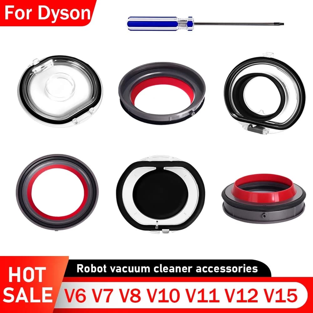 Accessoire pour aspirateur Dyson V6 V7 V8 V11 V10 V12 V15, couvercle de poubelle, bague d'étanchéité supérieure fixe et couvercle de Base de tasse à poussière