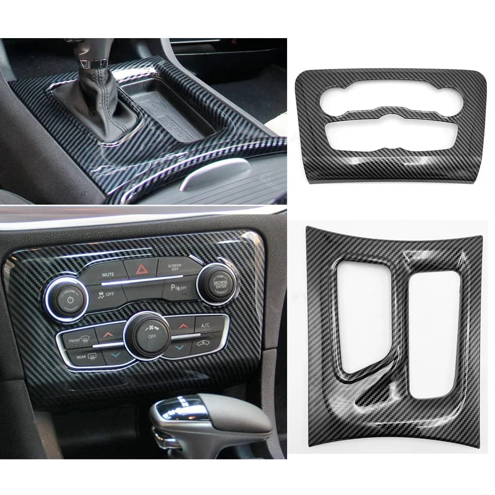Garniture de panneau d'engrenage de commande centrale pour Dodge Charger 2015 – 2021, couvercle de protection de panneau de climatisation A/C, pièces décoratives intérieures