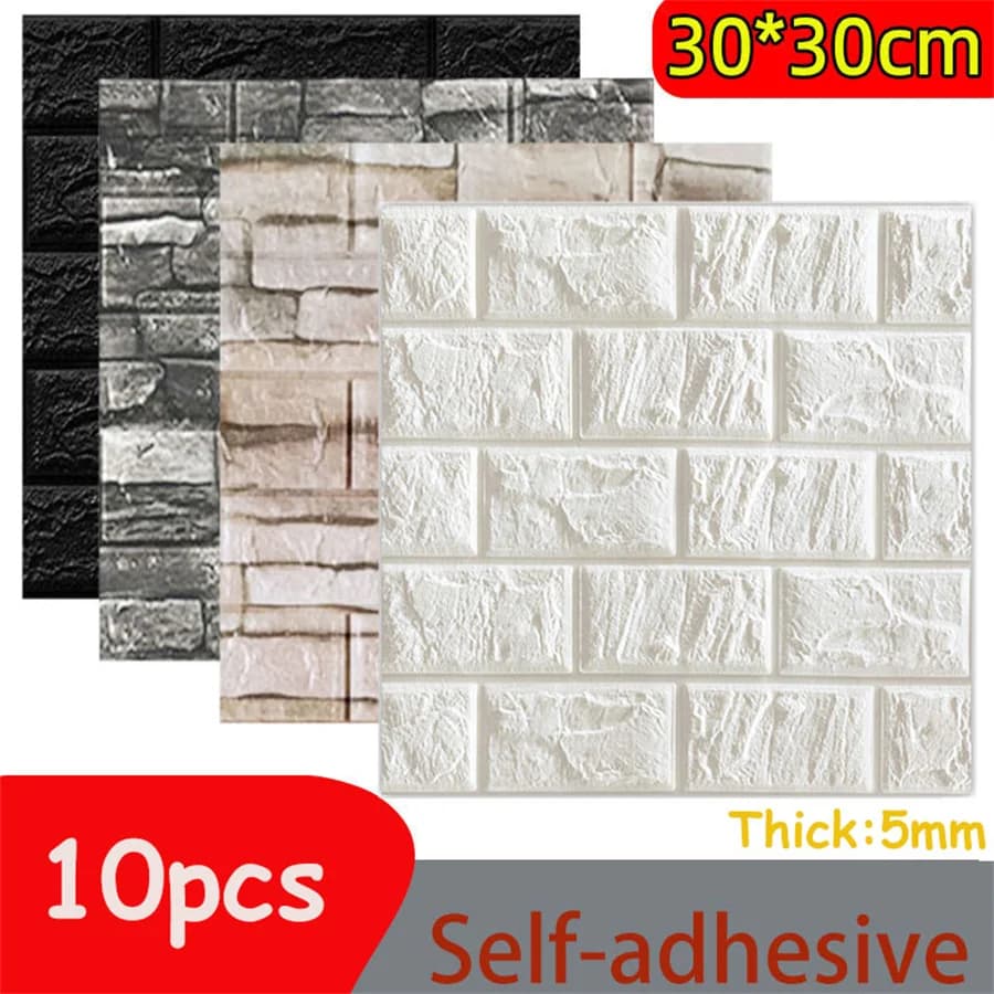 Papier peint auto-adhésif 3D en mousse, 5MM, panneau mural pour salon, étanche à l'humidité, chambre d'enfant, décoration murale pour la maison, 10 pièces