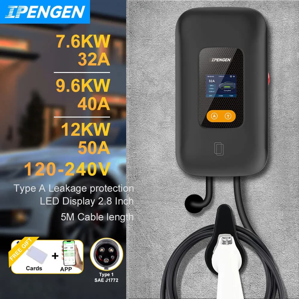 IPENGEN-Station de recharge EVSE pour véhicule électrique, 32A, 40A, 50A, 7,6 KW, 9,6 KW, 12KW