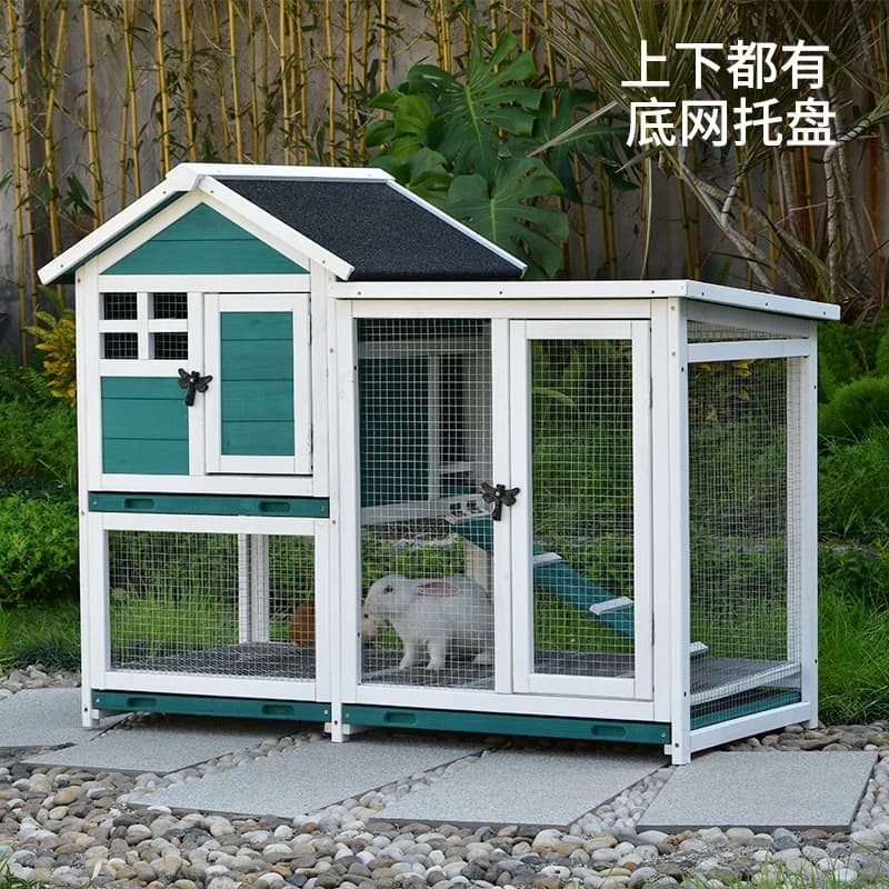 Cage à lapin Anti-pulvérisation d'urine, Double tiroir de luxe, clapier à lapin en bois massif, poulailler à pigeons, Cage à poulet, maille inférieure pour l'extérieur