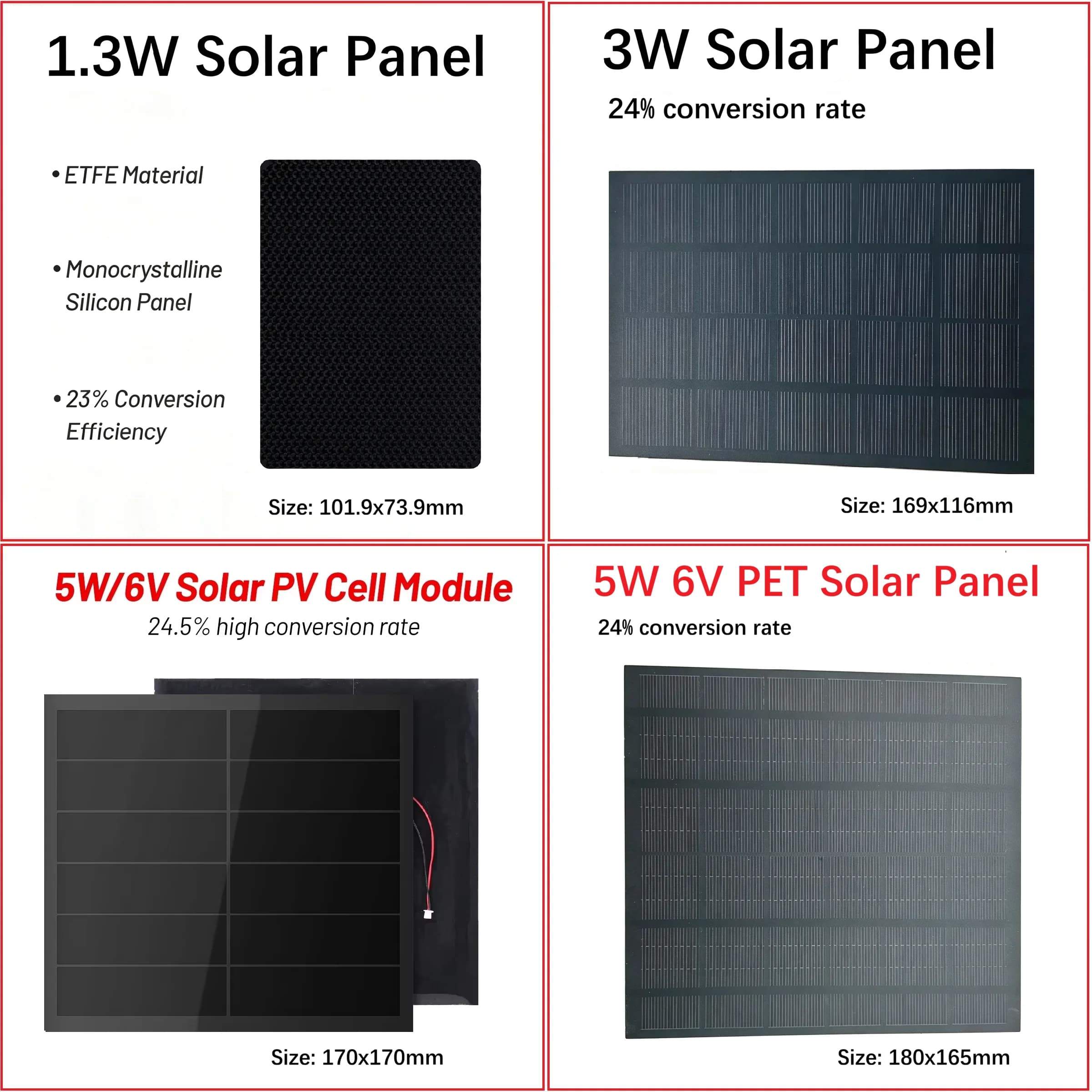 Mini panneau solaire efficace 6V, module photovoltaïque 1.3W 3W 5W, panneau solaire DIY avec câble pour chargeur de batterie