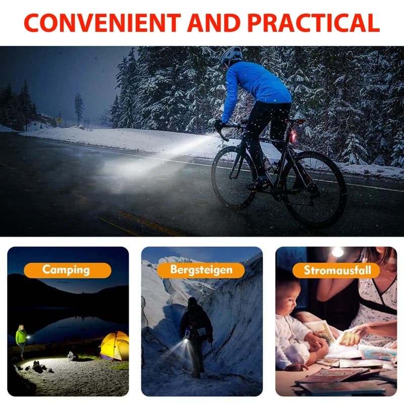 Ensemble de feux de vélo, phare arrière de vélo, Rechargeable par USB, ensemble de feux avant et arrière pour vtt, lampe de poche pour cyclisme, accessoires de vélo