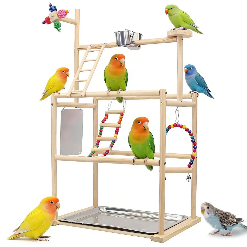 Plateforme de station pour perroquet, grande plateforme, miroir de parc d'attractions, échelle d'escalade, jouet à mordre, station pour oiseaux, plateforme pour perroquet