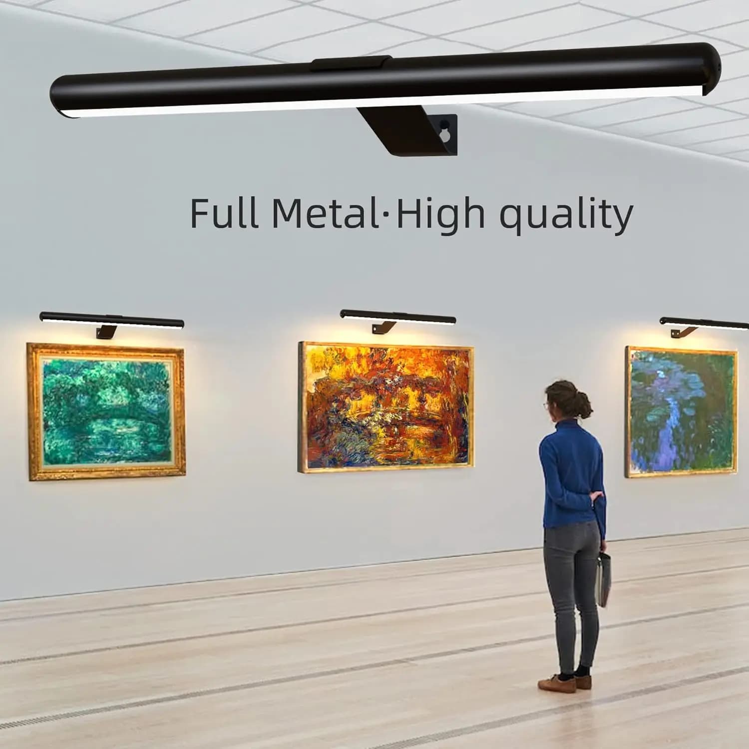 Applique murale avec télécommande sans fil, Rechargeable, à piles, pour salon, peinture, galerie d'images, lumière murale